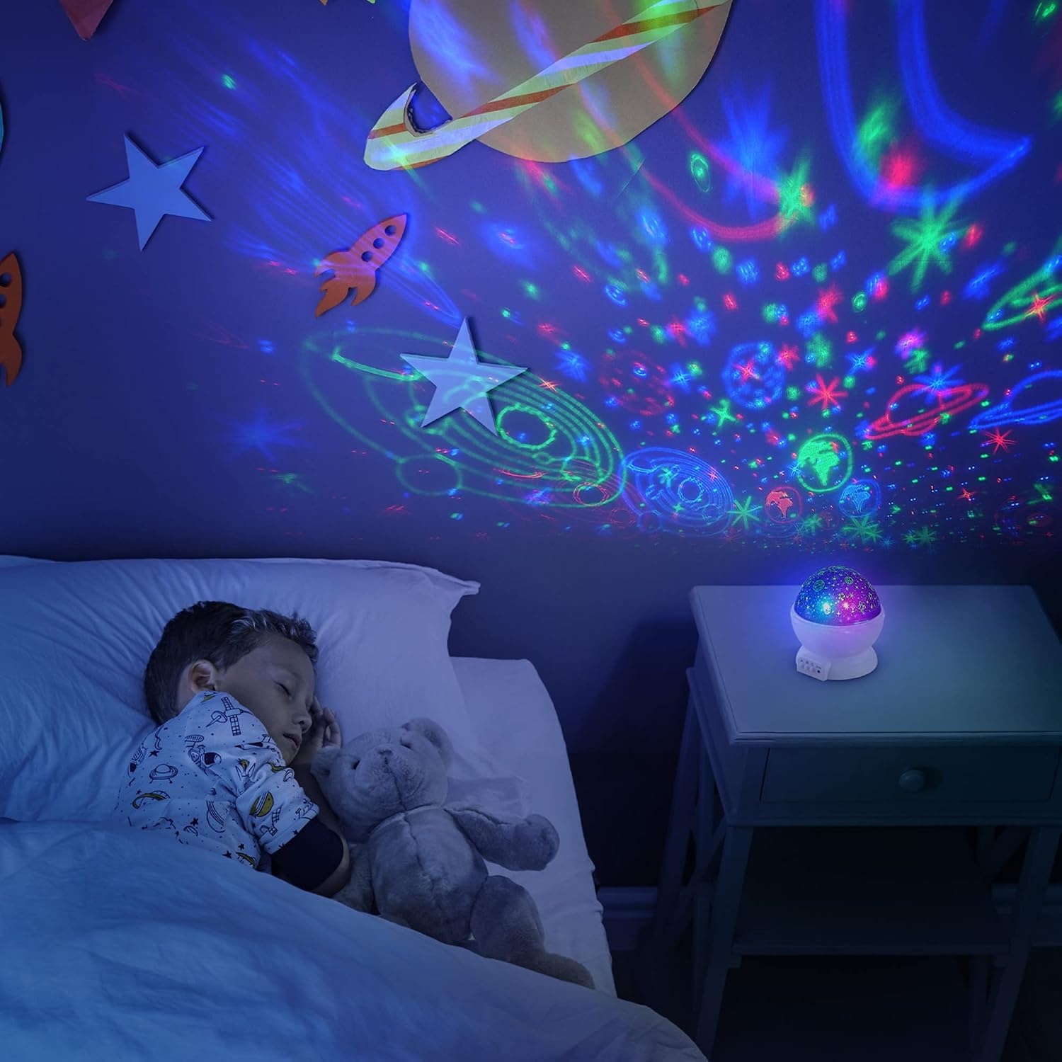 image:imageGlobe Electric 13849 Multicolor Changing LED Integrated Rechargeable Silicone Night Light Lion Tap Button Switch White Modern Lighting for Bedroom Nursery Playroom NightstandCelestial