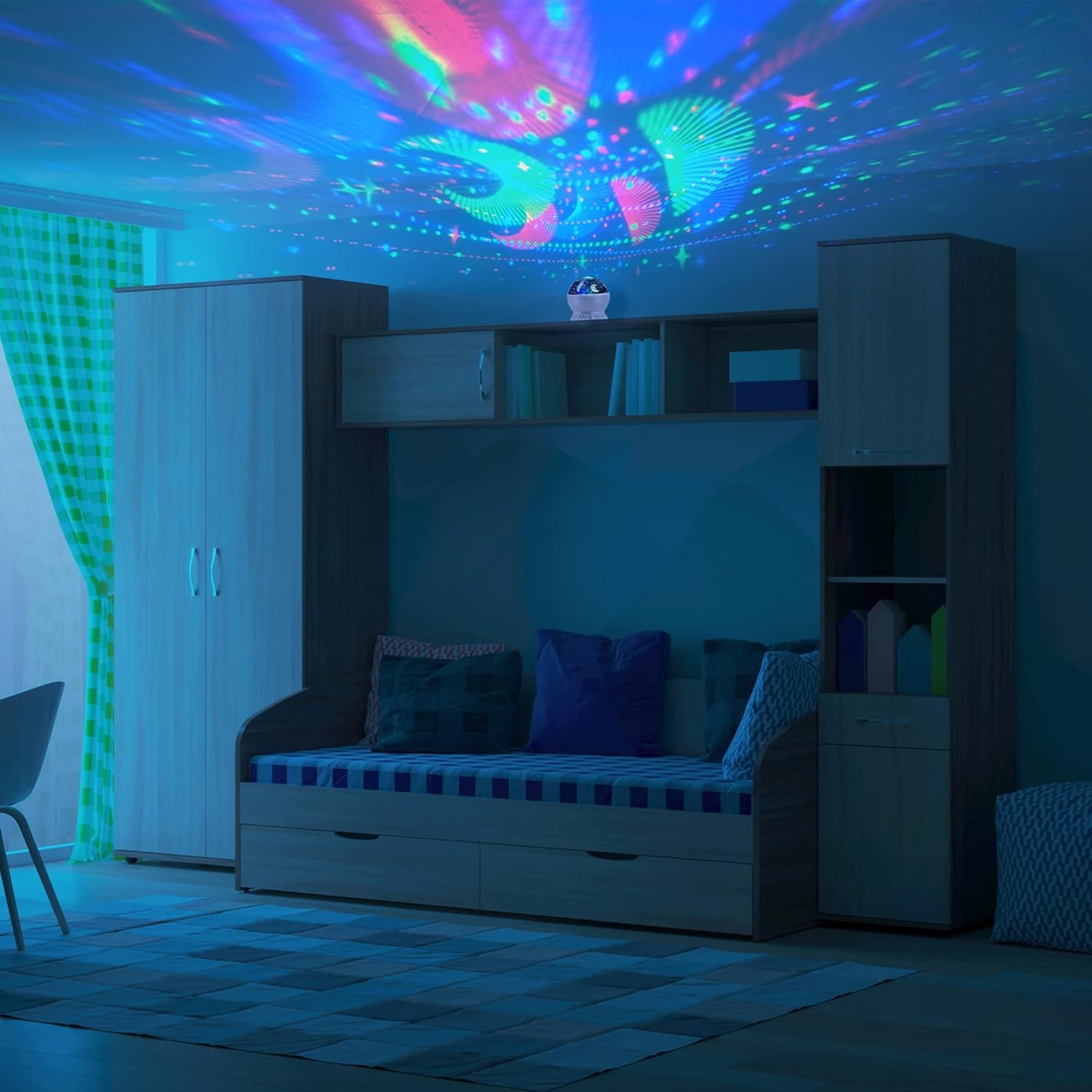 image:imageGlobe Electric 13849 Multicolor Changing LED Integrated Rechargeable Silicone Night Light Lion Tap Button Switch White Modern Lighting for Bedroom Nursery Playroom NightstandCelestial
