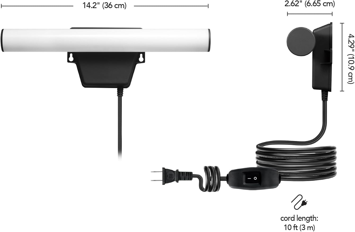 image:imageGlobe Electric 17000185 14W LED Integrated Outdoor Linear Flood Light Black Finish Spotlight Security Light 1200 Lumens inLine Rocker Switch 10Foot Cord Hanging Lamp LED Lights