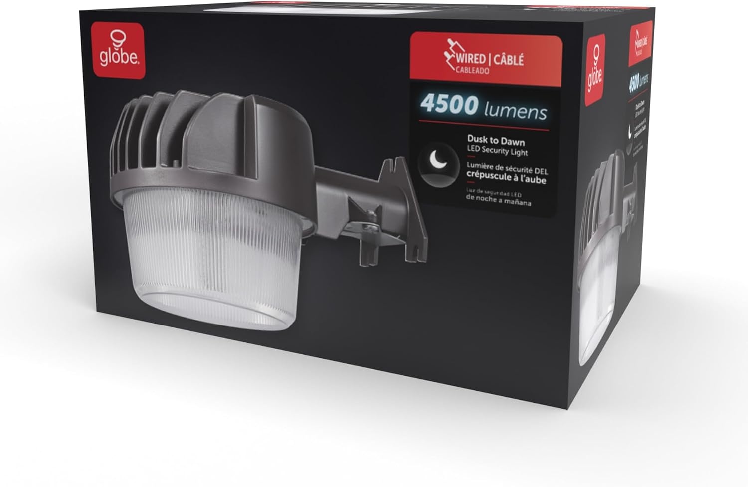 image:imageGlobe Electric 17000190 14W Curved Head Black 1200 Lumens Hardwired Automatic Dusk to Dawn Outdoor Integrated LED Flood Light Security Light Spotlight Outside House LightsLight Bronze