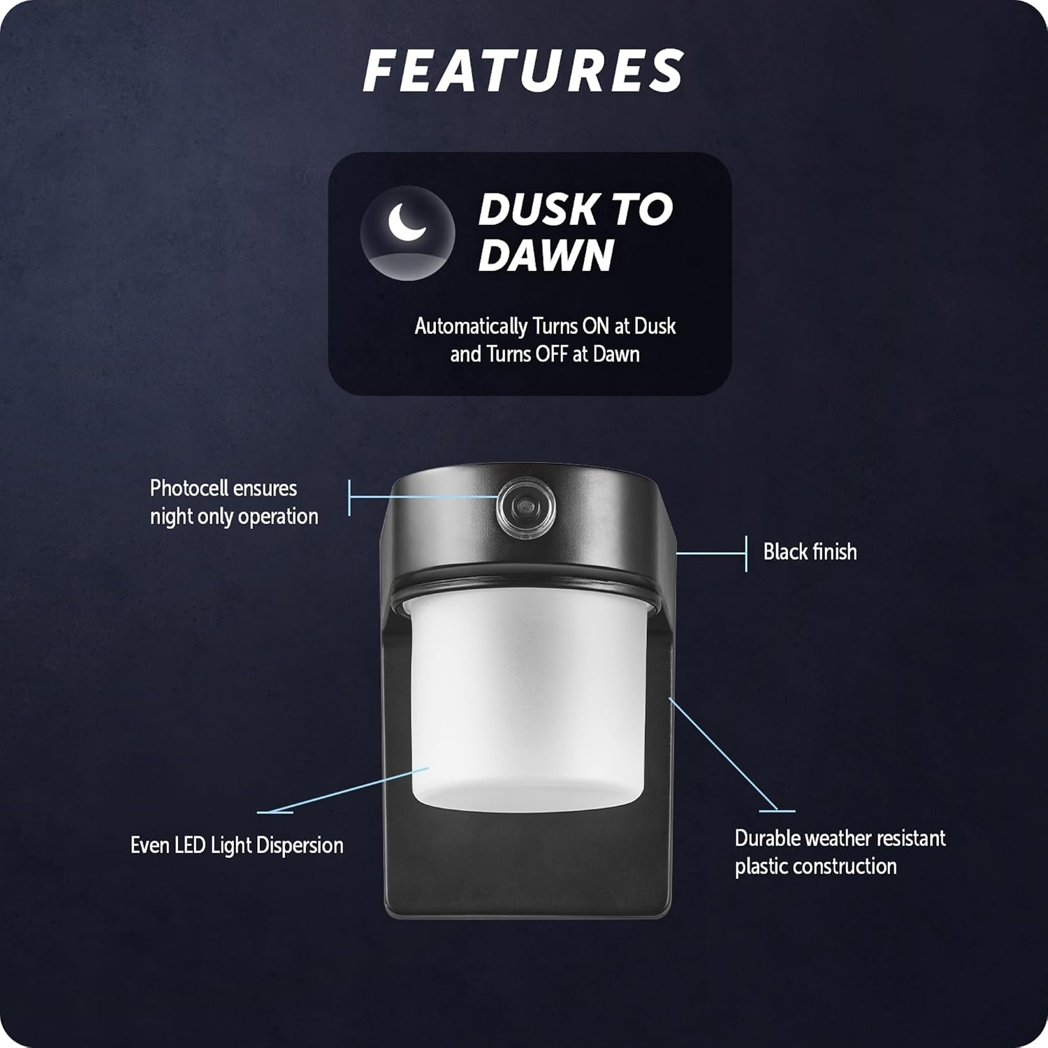 image:imageGlobe Electric 17000190 14W Curved Head Black 1200 Lumens Hardwired Automatic Dusk to Dawn Outdoor Integrated LED Flood Light Security Light Spotlight Outside House LightsBlack 1000 LM