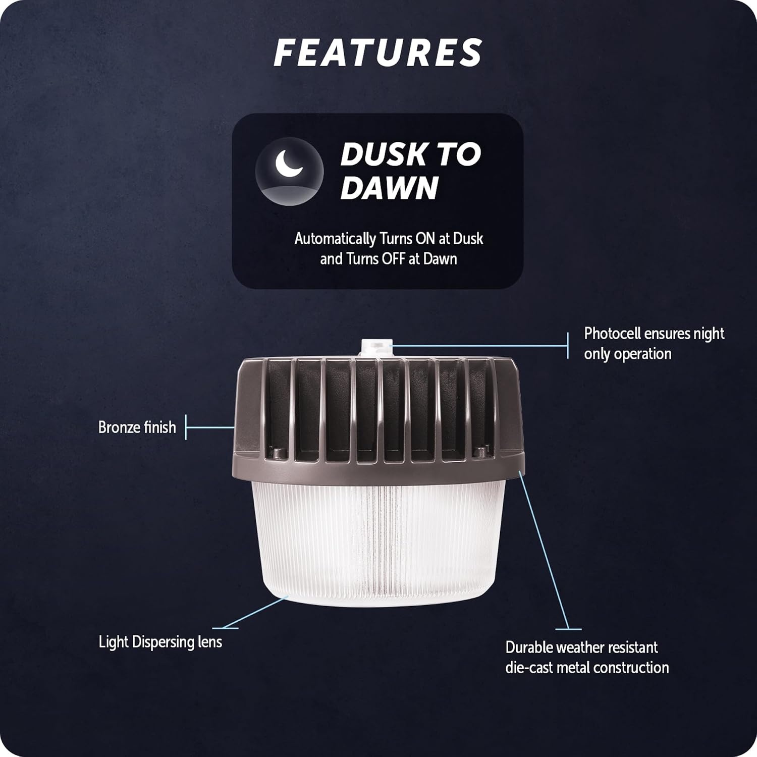 image:imageGlobe Electric 17000190 14W Curved Head Black 1200 Lumens Hardwired Automatic Dusk to Dawn Outdoor Integrated LED Flood Light Security Light Spotlight Outside House LightsLight Bronze