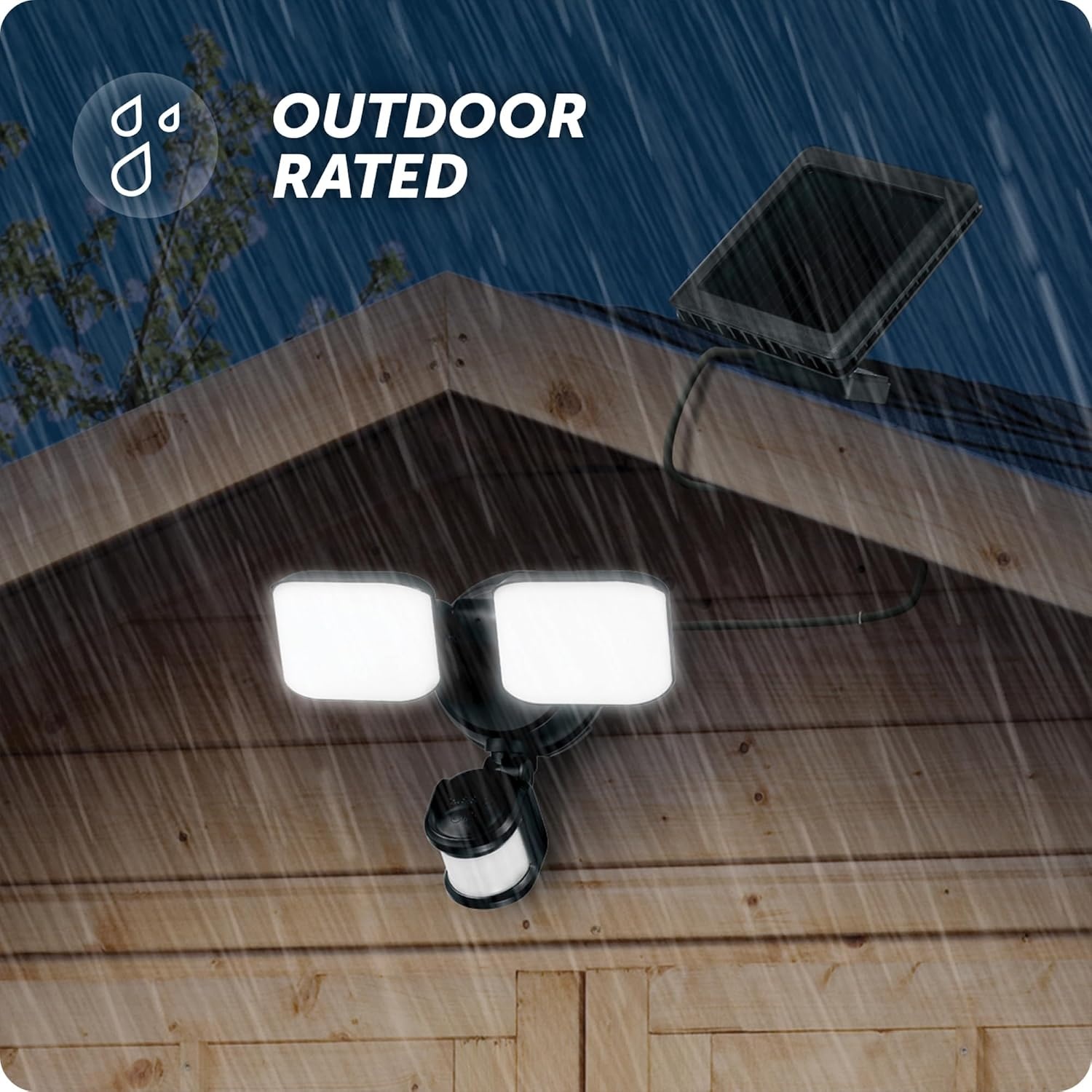 image:imageGlobe Electric 17000211 19W LED Integrated Solar Powered Motion Activated Flood Light 180Degree Motion Detection Black Finish 1100 Lumens Solar Panel with 10ft Cord Outdoor LightsBlack 1100 Lumen