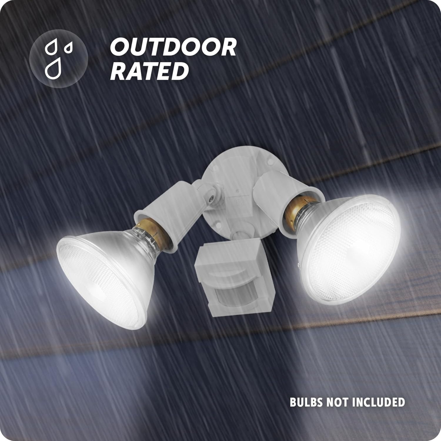 image:imageGlobe Electric 17000269 110Degree 240 W Twin Head White Hardwired Motion Sensor Security Flood Light Spotlight Outdoor Outside House LightsWhite