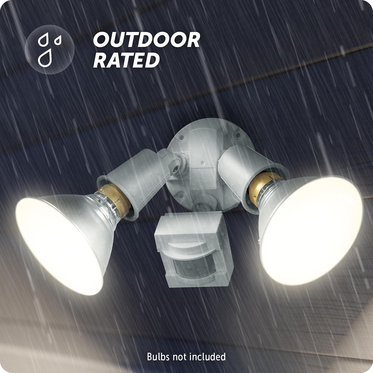image:imageGlobe Electric 17000270 110Degree 240 W Twin Head Gray Hardwired Motion Sensor Security Flood Light Spotlight Outdoor Outside House Lights