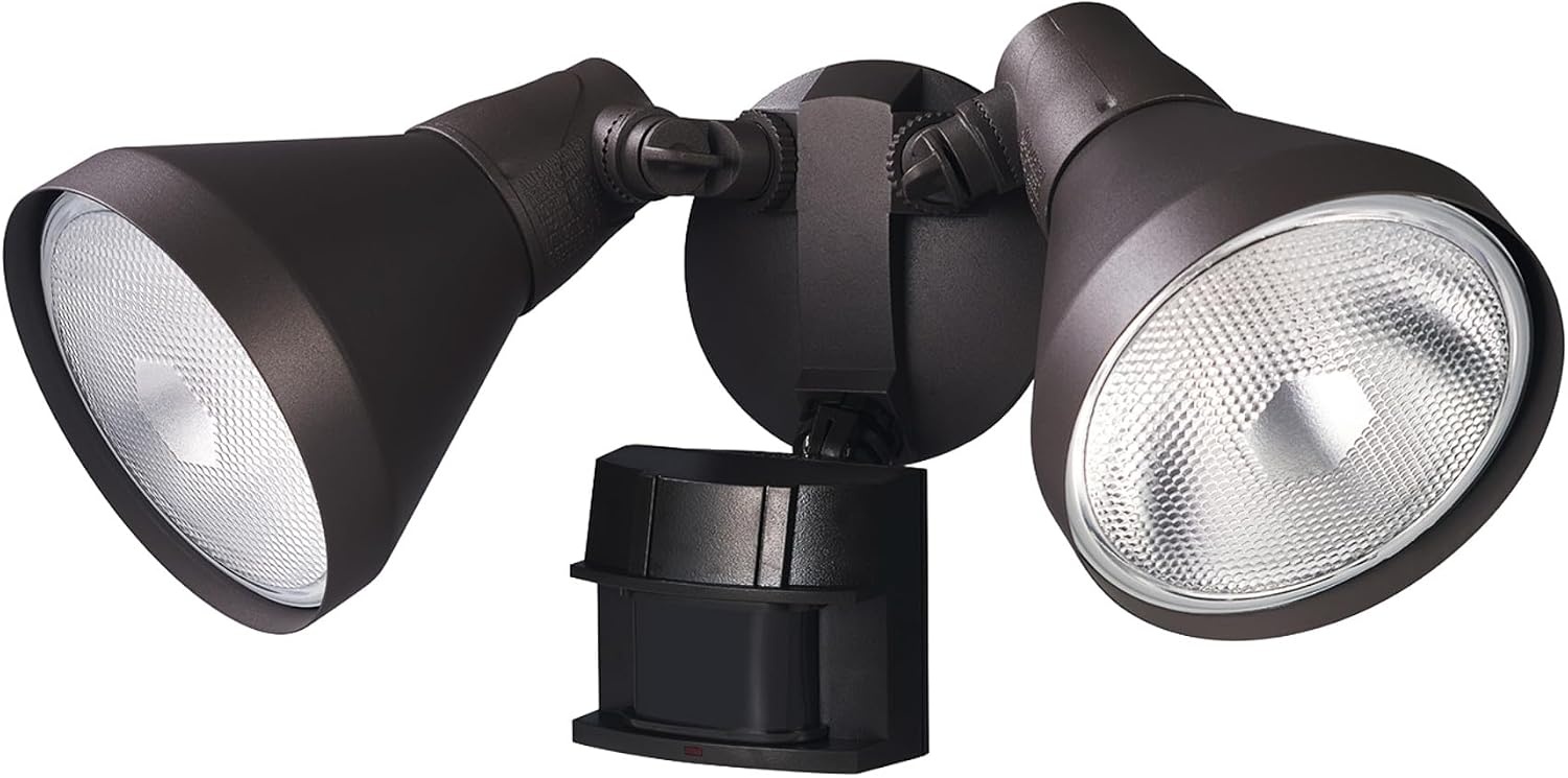 image:imageGlobe Electric 17000272 180Degree 240 W Twin Head Bronze Hardwired Motion Sensor Security Flood Light Spotlight Outdoor Outside House LightsBronze