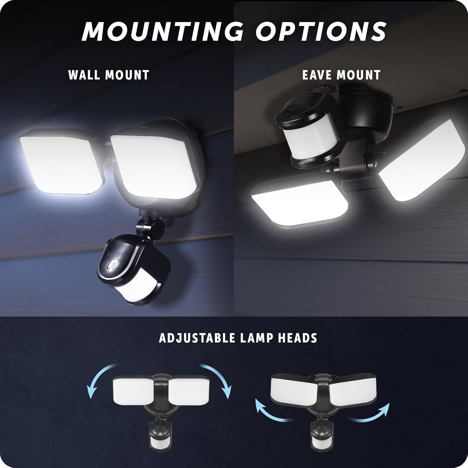 image:imageGlobe Electric 180Degree 15W Triple Head White 2200 Lumens Battery Operated Outdoor Integrated LED Flood Light Security Light Outside House LightsBlack 600 Lumen