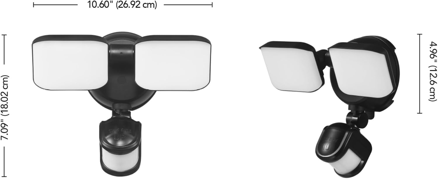 image:imageGlobe Electric 180Degree 15W Triple Head White 2200 Lumens Battery Operated Outdoor Integrated LED Flood Light Security Light Outside House LightsBlack 600 Lumen