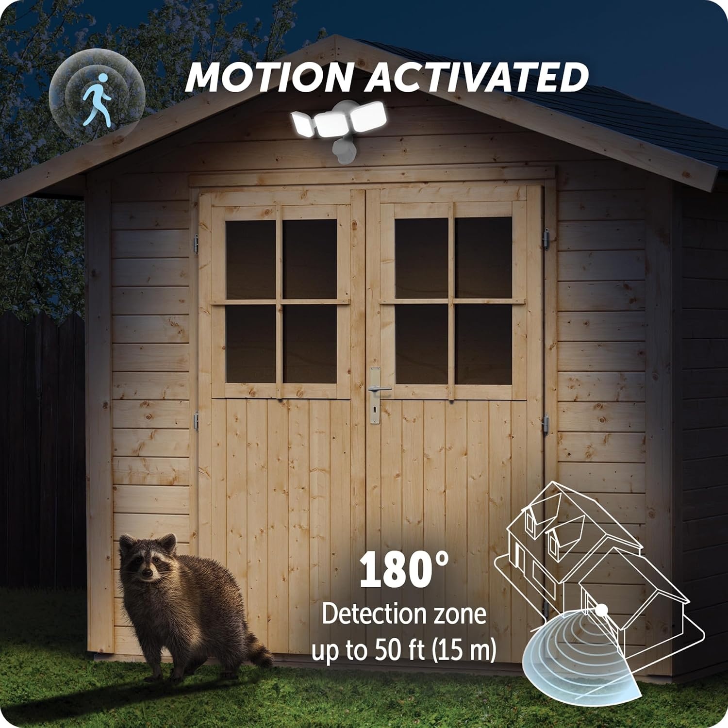 image:imageGlobe Electric 180Degree 15W Triple Head White 2200 Lumens Battery Operated Outdoor Integrated LED Flood Light Security Light Outside House LightsWhite 2200 Lumen
