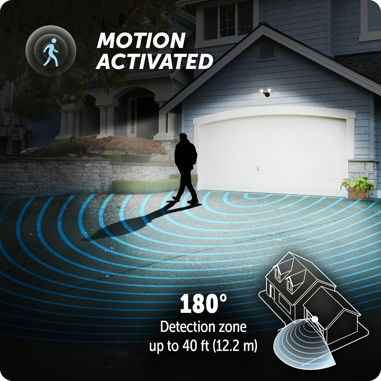 image:imageGlobe Electric 180Degree 22W Twin Head Black Hardwired Motion Activated Diecast Architectural Security Light Spotlight Outdoor Outside House LightsBlack 1000 LM