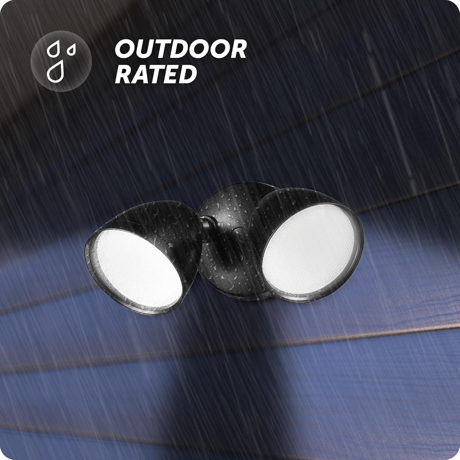 image:imageGlobe Electric 180Degree 22W Twin Head Black Hardwired Motion Activated Diecast Architectural Security Light Spotlight Outdoor Outside House LightsBlack 1600 LM