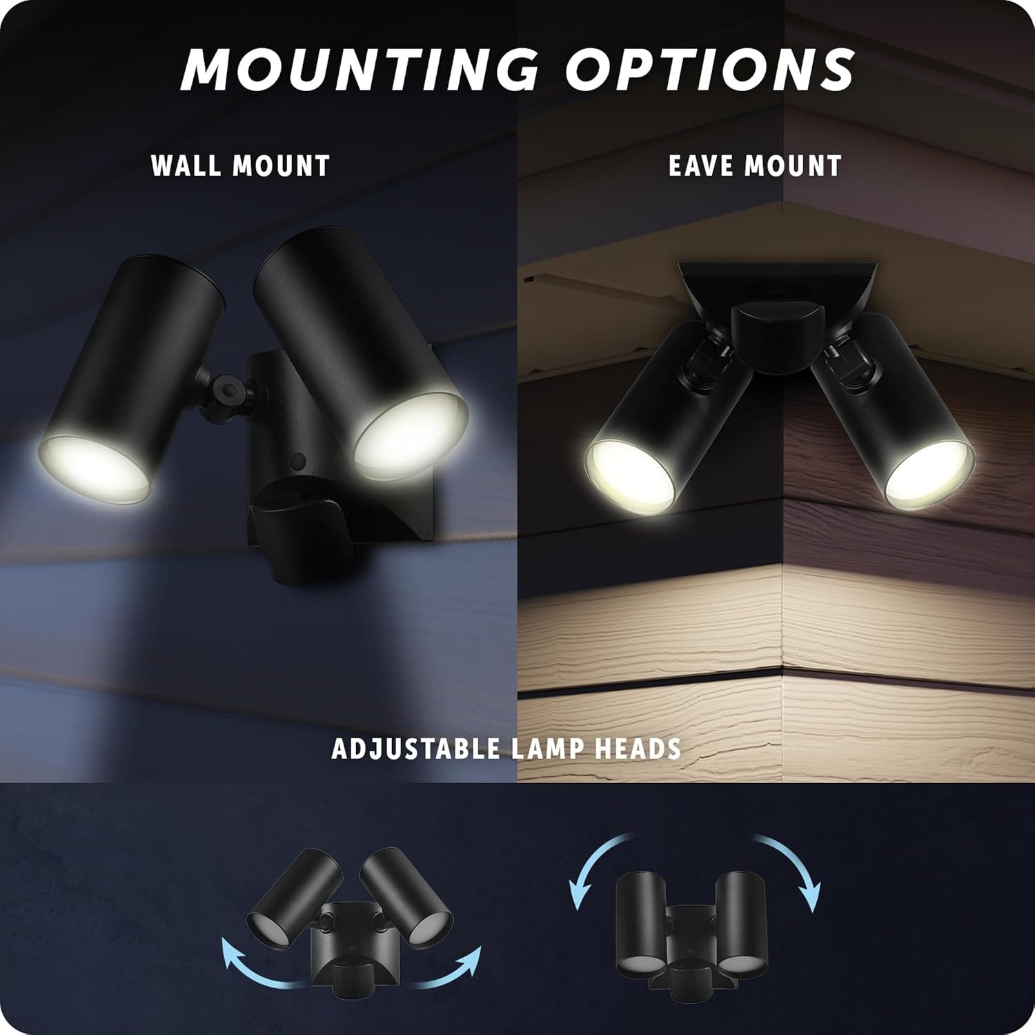 image:imageGlobe Electric 180Degree 22W Twin Head Black Hardwired Motion Activated Diecast Architectural Security Light Spotlight Outdoor Outside House LightsBlack 2000 LM