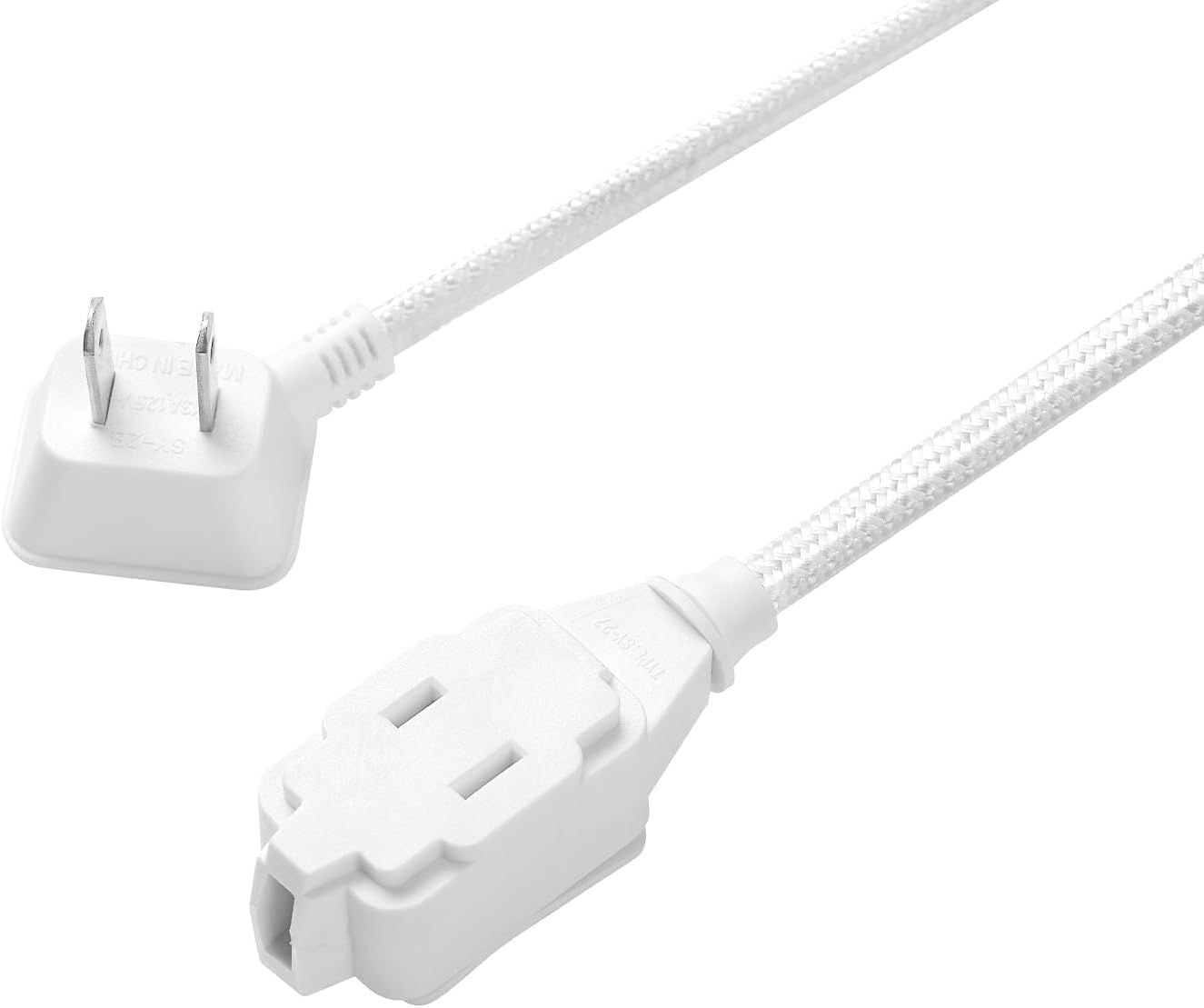 image:imageGlobe Electric 22810 9ft Fabric Extension Cord 3 Polarized Outlets Right Angle Plug 125 Volts Black Home and Office Decor Modern Electronic Accessories Indoor Flexible Power CableWhite Silver