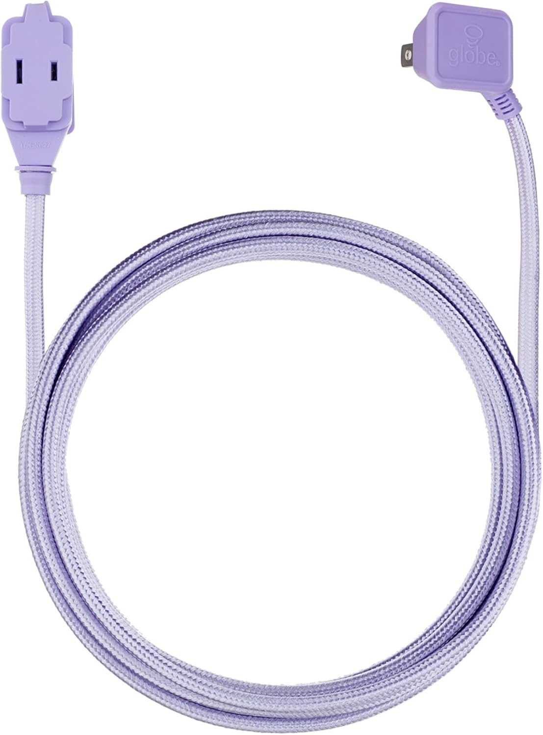 image:imageGlobe Electric 22892 Designer Series 9ft Fabric Extension Cord 3 Polarized Outlets Right Angle Plug 125 Volts Metallic Purple