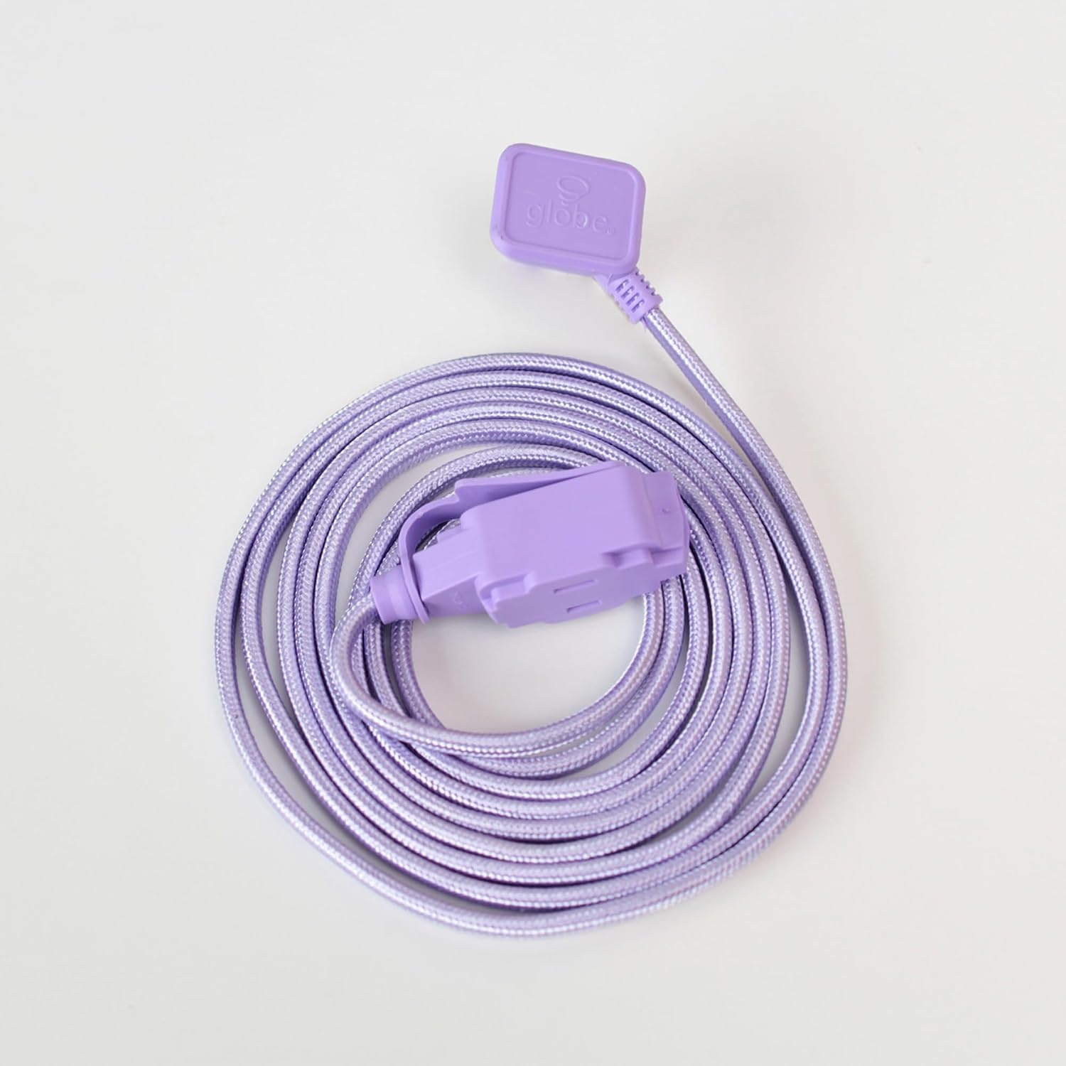 image:imageGlobe Electric 22892 Designer Series 9ft Fabric Extension Cord 3 Polarized Outlets Right Angle Plug 125 Volts Metallic Purple