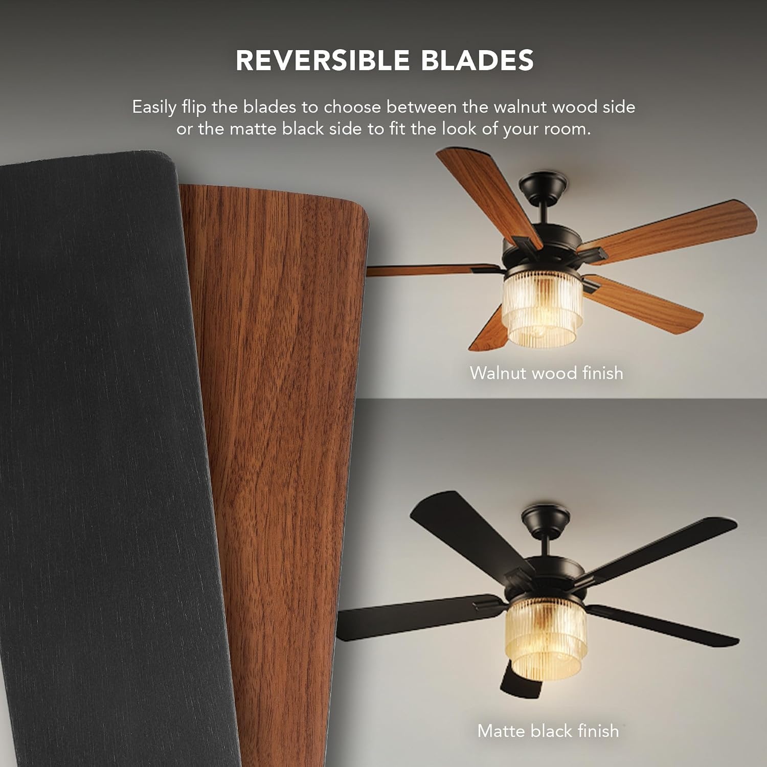image:imageGlobe Electric 37000023 52 2Light Ceiling Fan with Glass Shade Remote Control WhisperQuiet DC Motor 6 Speeds Matte Black IndoorOutdoorBlack Harmony