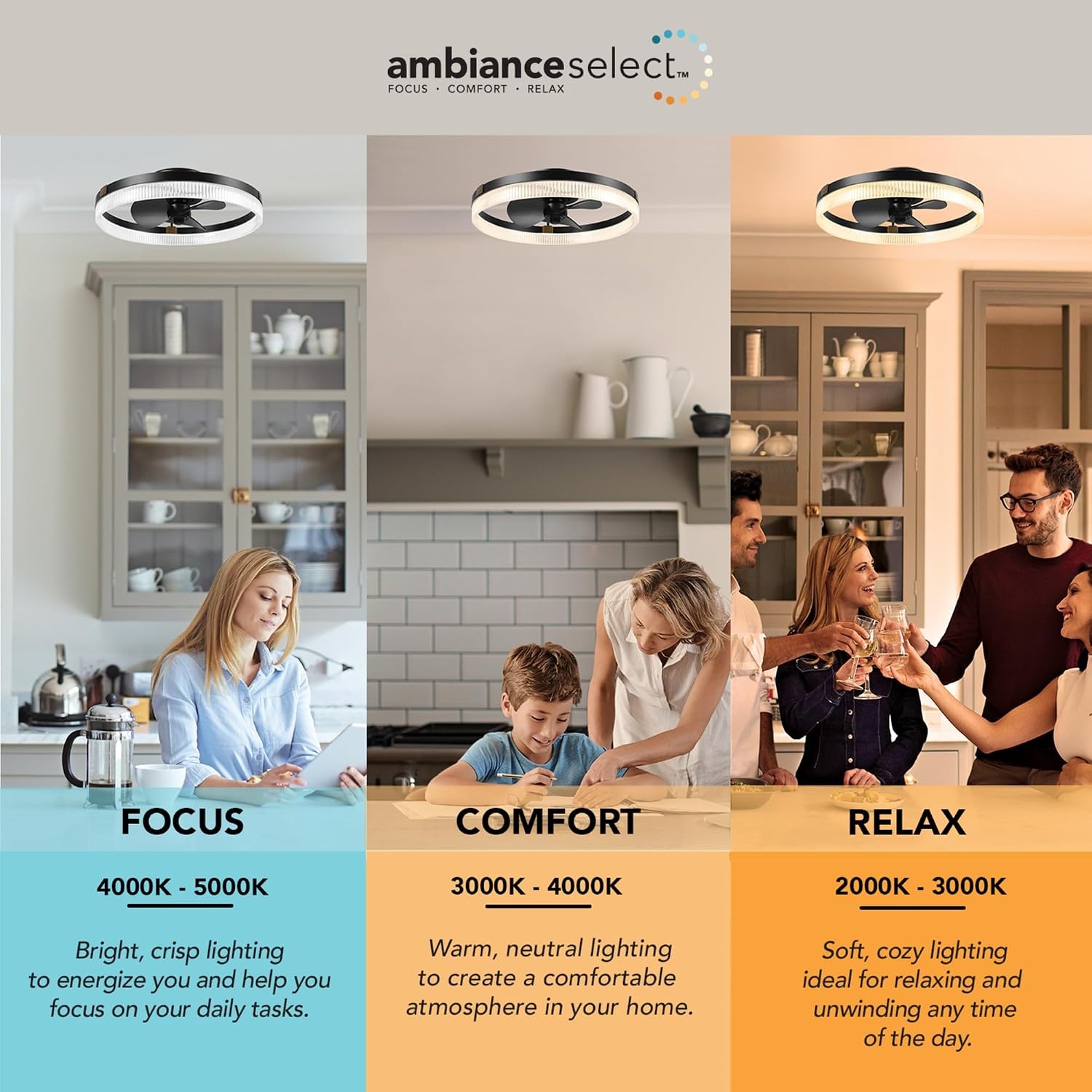 image:imageGlobe Electric 37000023 52 2Light Ceiling Fan with Glass Shade Remote Control WhisperQuiet DC Motor 6 Speeds Matte Black IndoorOutdoorBlack Nimbus