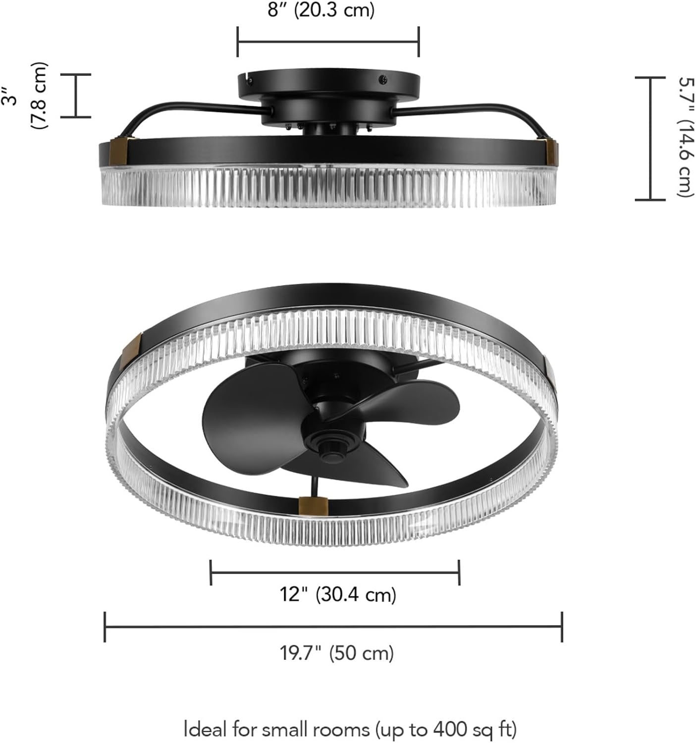 image:imageGlobe Electric 37000023 52 2Light Ceiling Fan with Glass Shade Remote Control WhisperQuiet DC Motor 6 Speeds Matte Black IndoorOutdoorBlack Nimbus