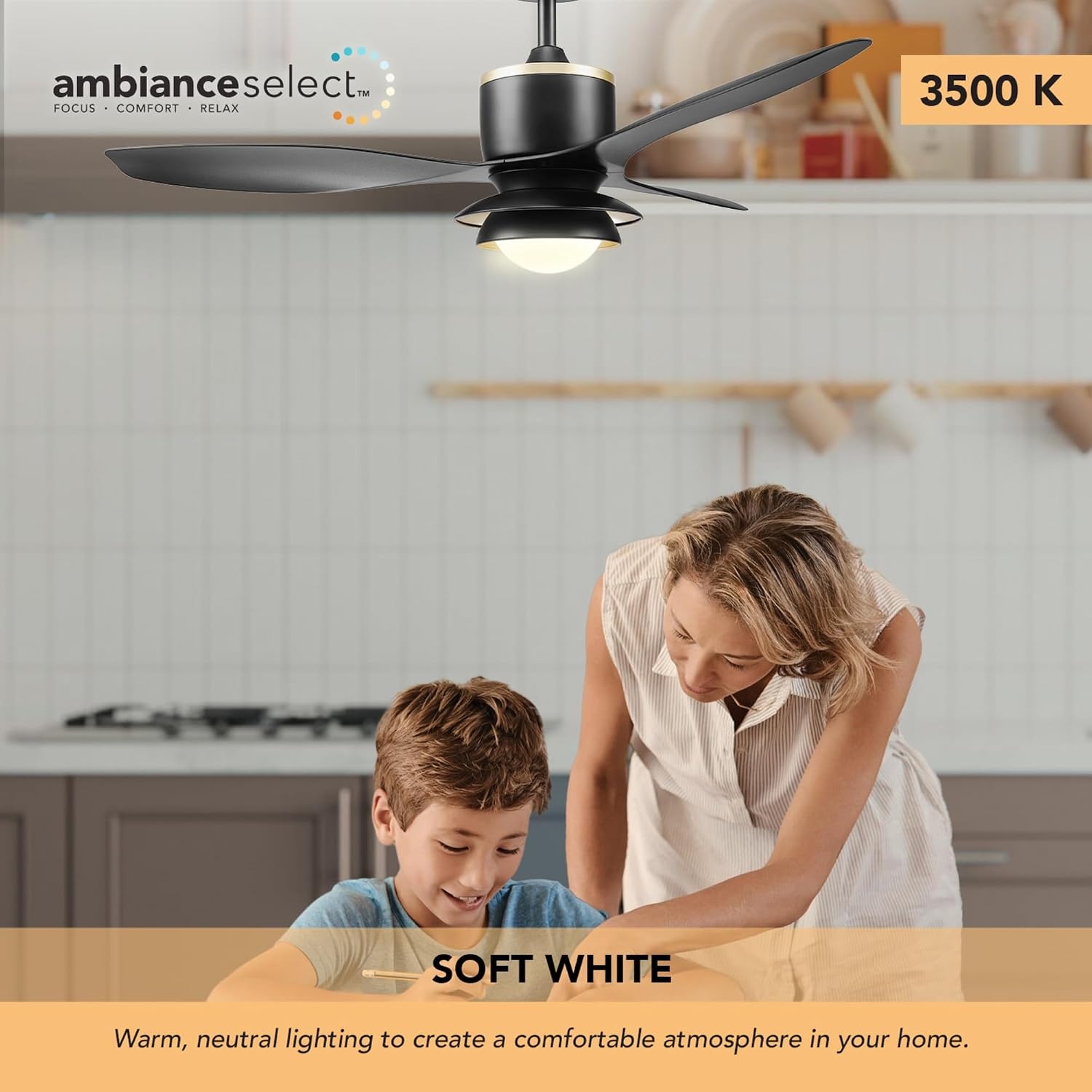 image:imageGlobe Electric 37000023 52 2Light Ceiling Fan with Glass Shade Remote Control WhisperQuiet DC Motor 6 Speeds Matte Black IndoorOutdoorBlack Oswald