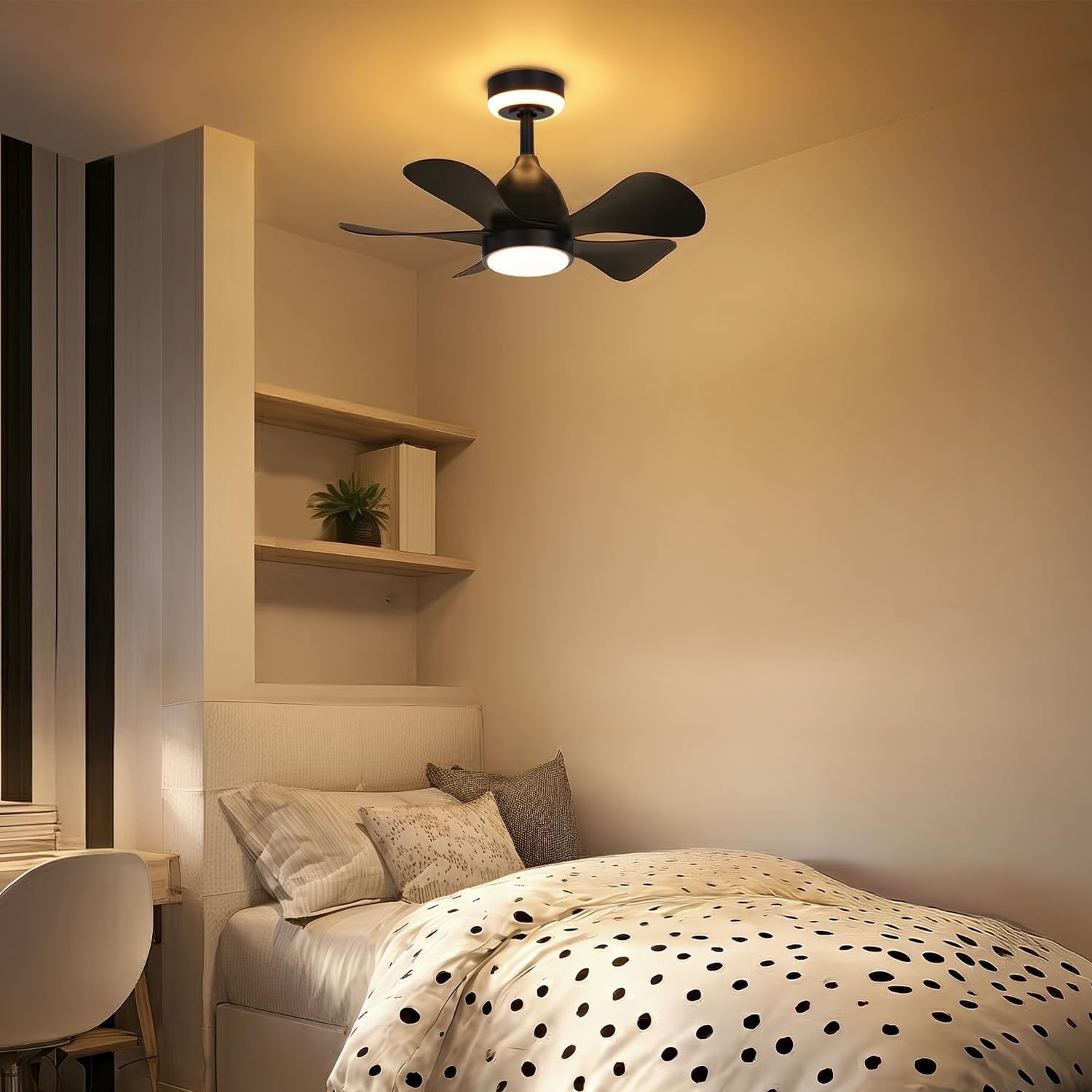 image:imageGlobe Electric 37000023 52 2Light Ceiling Fan with Glass Shade Remote Control WhisperQuiet DC Motor 6 Speeds Matte Black IndoorOutdoorBlack Solarus