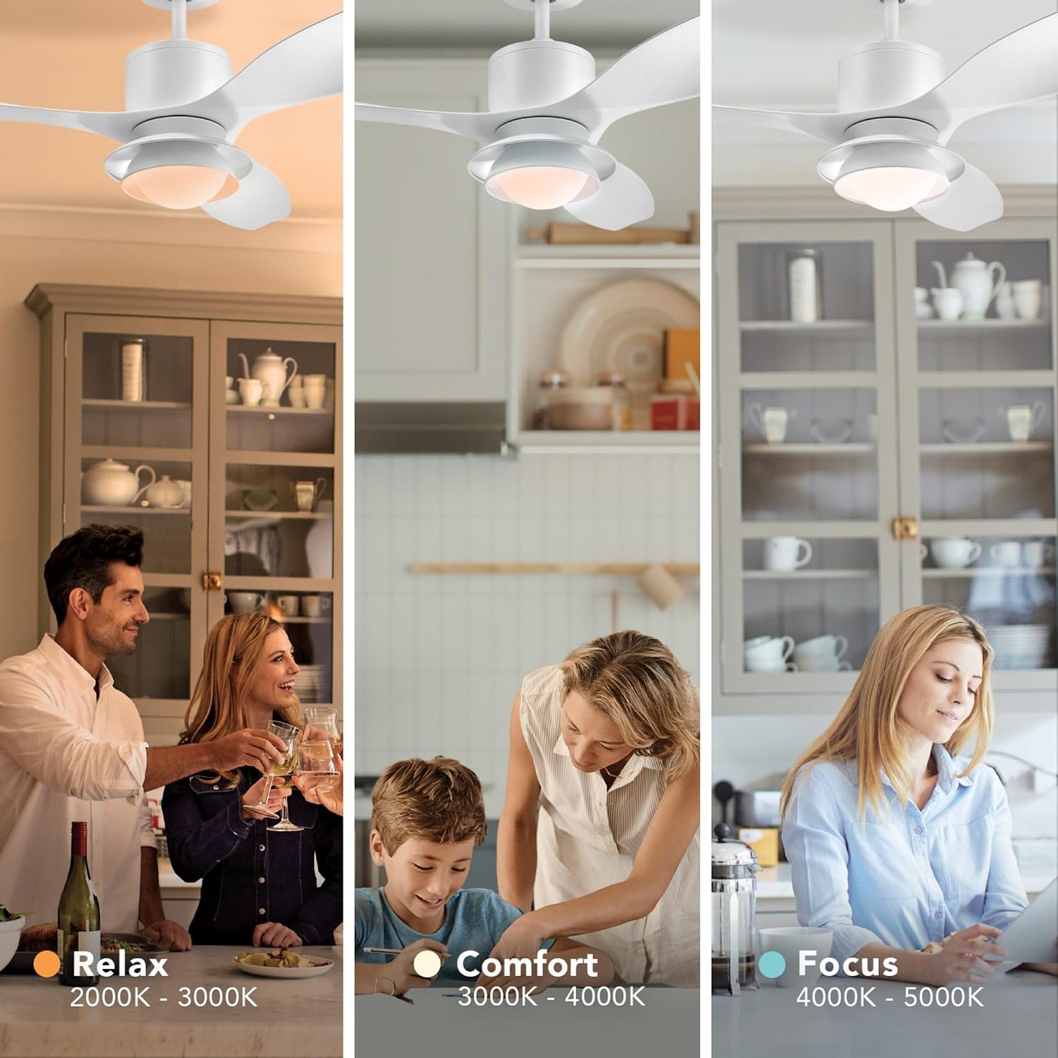 image:imageGlobe Electric 37000023 52 2Light Ceiling Fan with Glass Shade Remote Control WhisperQuiet DC Motor 6 Speeds Matte Black IndoorOutdoorWhite Oswald