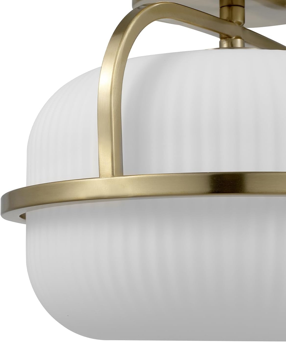image:imageGlobe Electric 3Light Flush Mount Ceiling Light Brass Frosted Ribbed Glass Shade Updated Traditional Style for Home LightingBrass Frosted Ribbed Glass Shade
