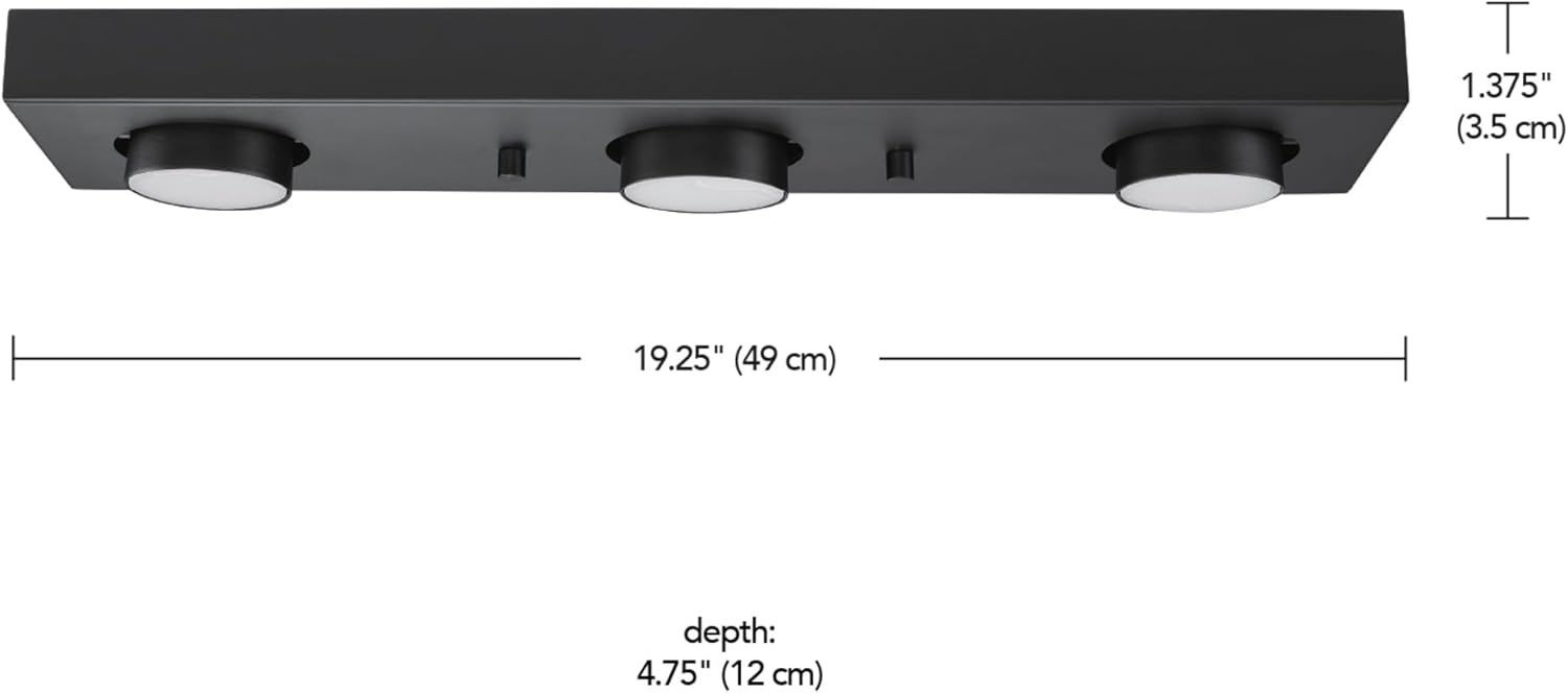 image:imageGlobe Electric 3Light Integrated LED Track Lighting Matte Black Adjustable Heads Dimmable 59941Black Bleecker
