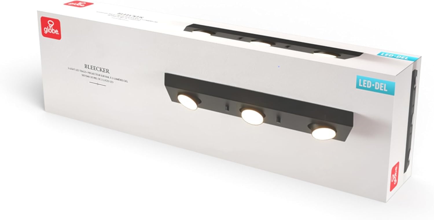 image:imageGlobe Electric 3Light Integrated LED Track Lighting Matte Black Adjustable Heads Dimmable 59941Black Bleecker
