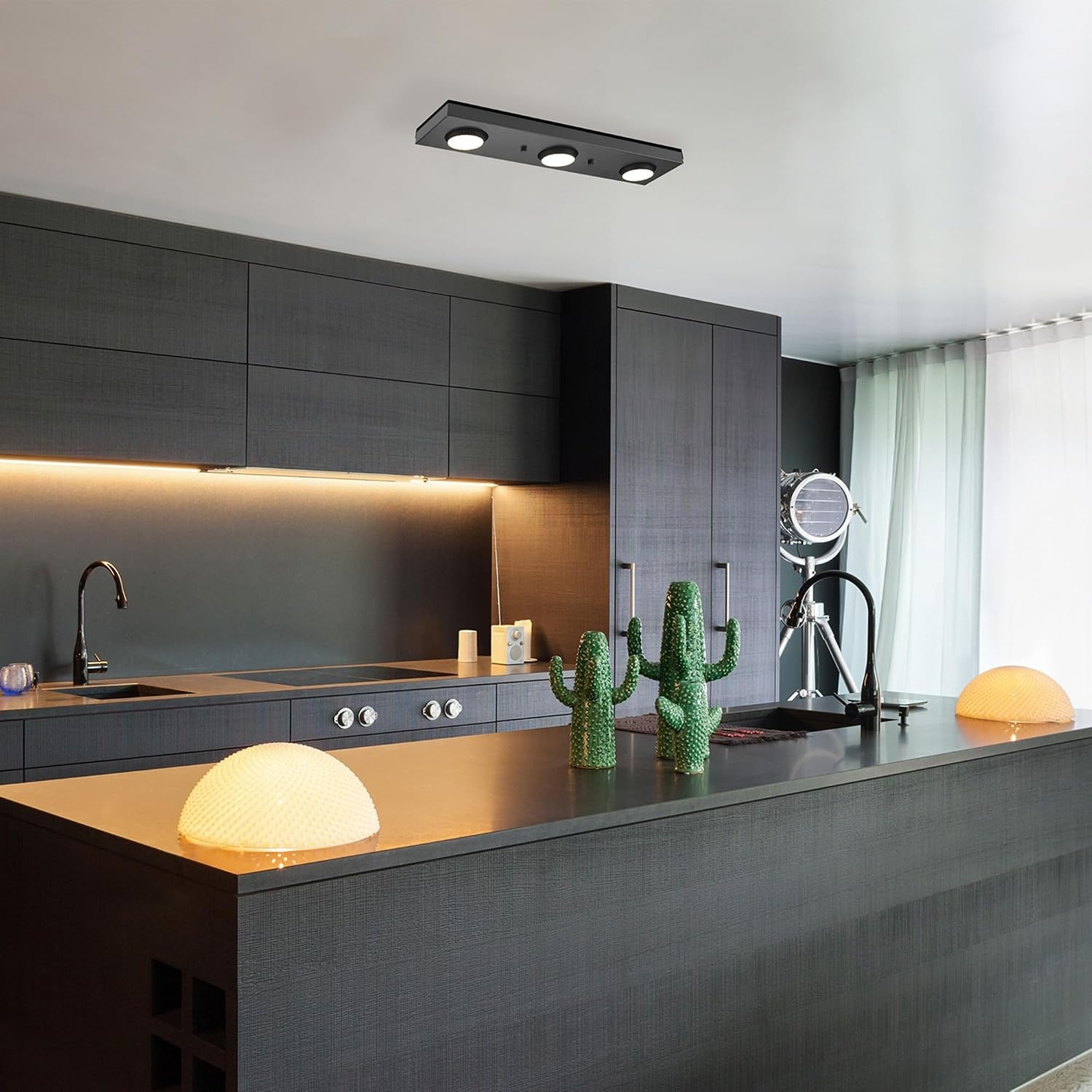 image:imageGlobe Electric 3Light Integrated LED Track Lighting Matte Black Adjustable Heads Dimmable 59941Black Bleecker