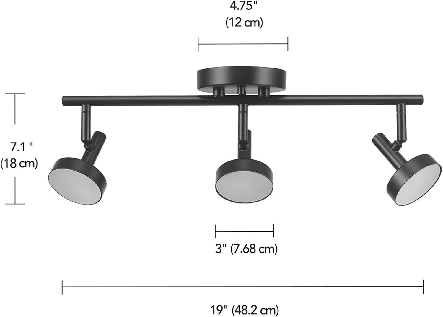 image:imageGlobe Electric 3Light Integrated LED Track Lighting Matte Black Adjustable Heads Dimmable 59941Black Patrick