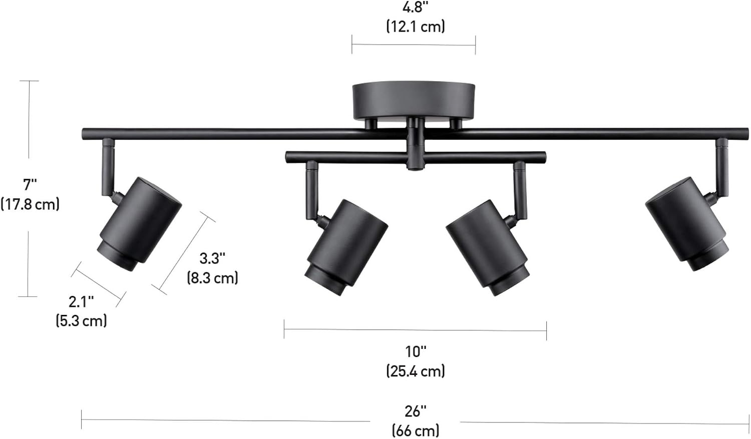 image:imageGlobe Electric 3Light Integrated LED Track Lighting Matte Black Adjustable Heads Dimmable 59941Black Walton
