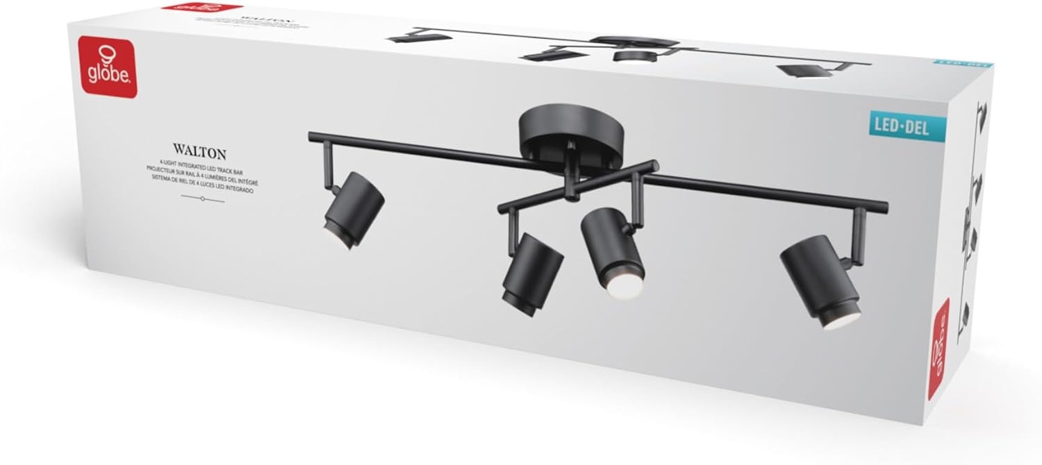 image:imageGlobe Electric 3Light Integrated LED Track Lighting Matte Black Adjustable Heads Dimmable 59941Black Walton
