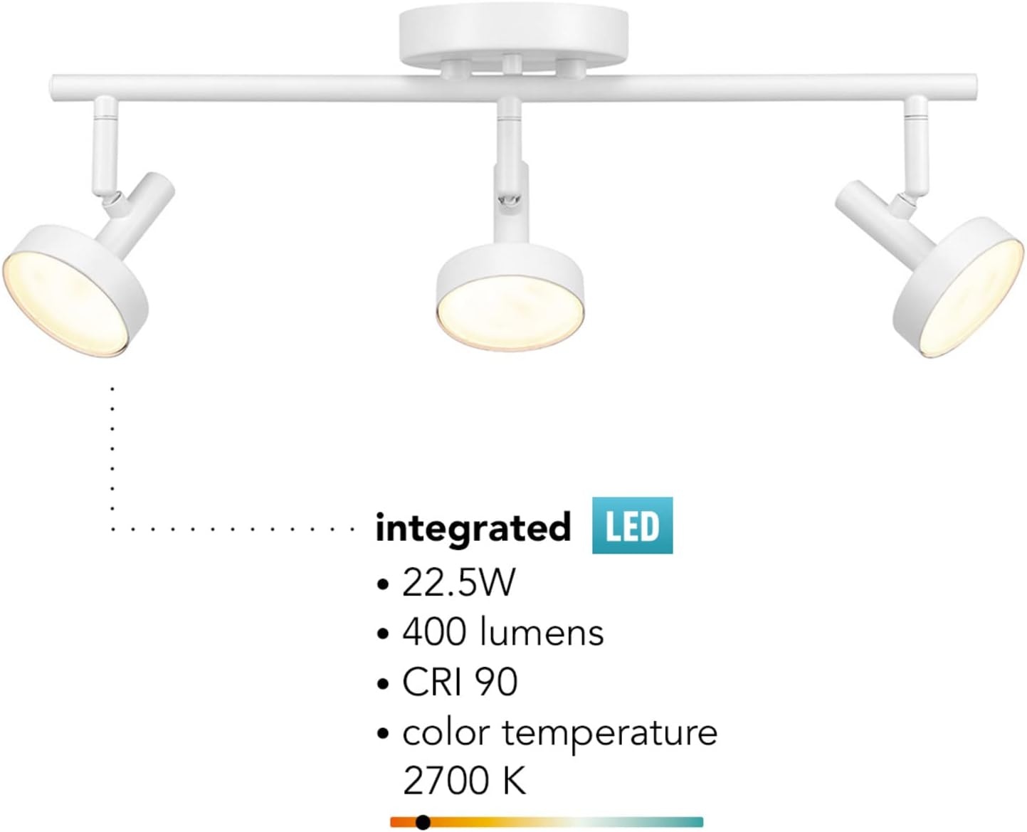 image:imageGlobe Electric 3Light Integrated LED Track Lighting Matte Black Adjustable Heads Dimmable 59941White