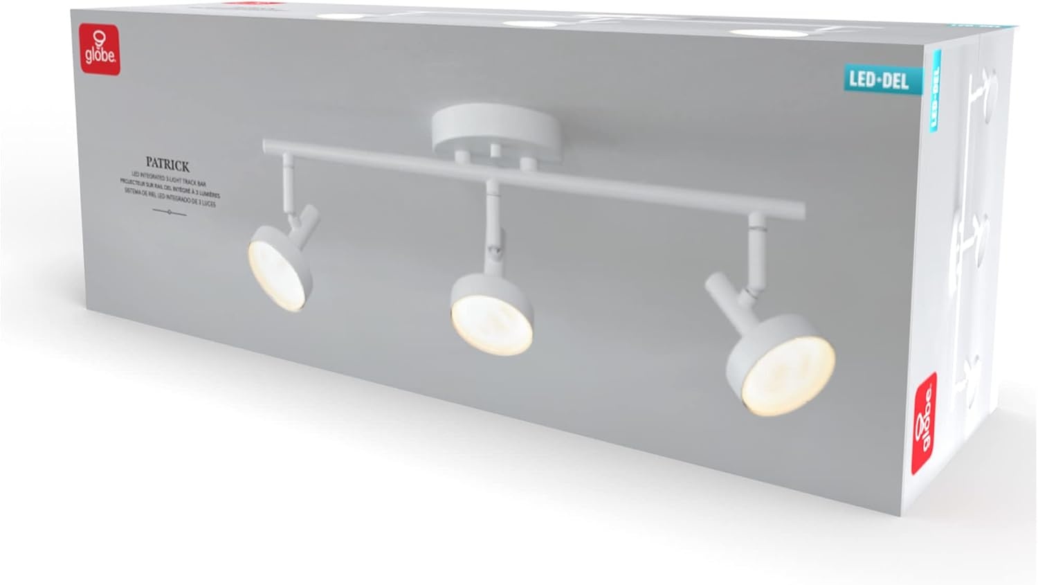 image:imageGlobe Electric 3Light Integrated LED Track Lighting Matte Black Adjustable Heads Dimmable 59941White