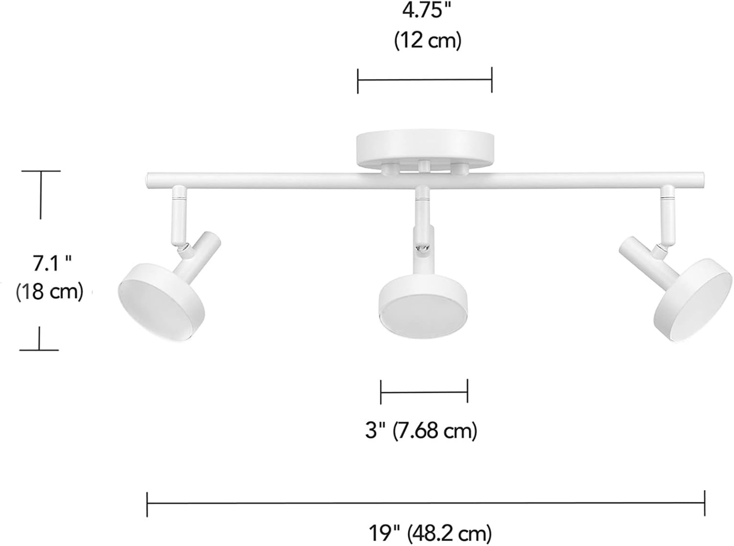 image:imageGlobe Electric 3Light Integrated LED Track Lighting Matte Black Adjustable Heads Dimmable 59941White