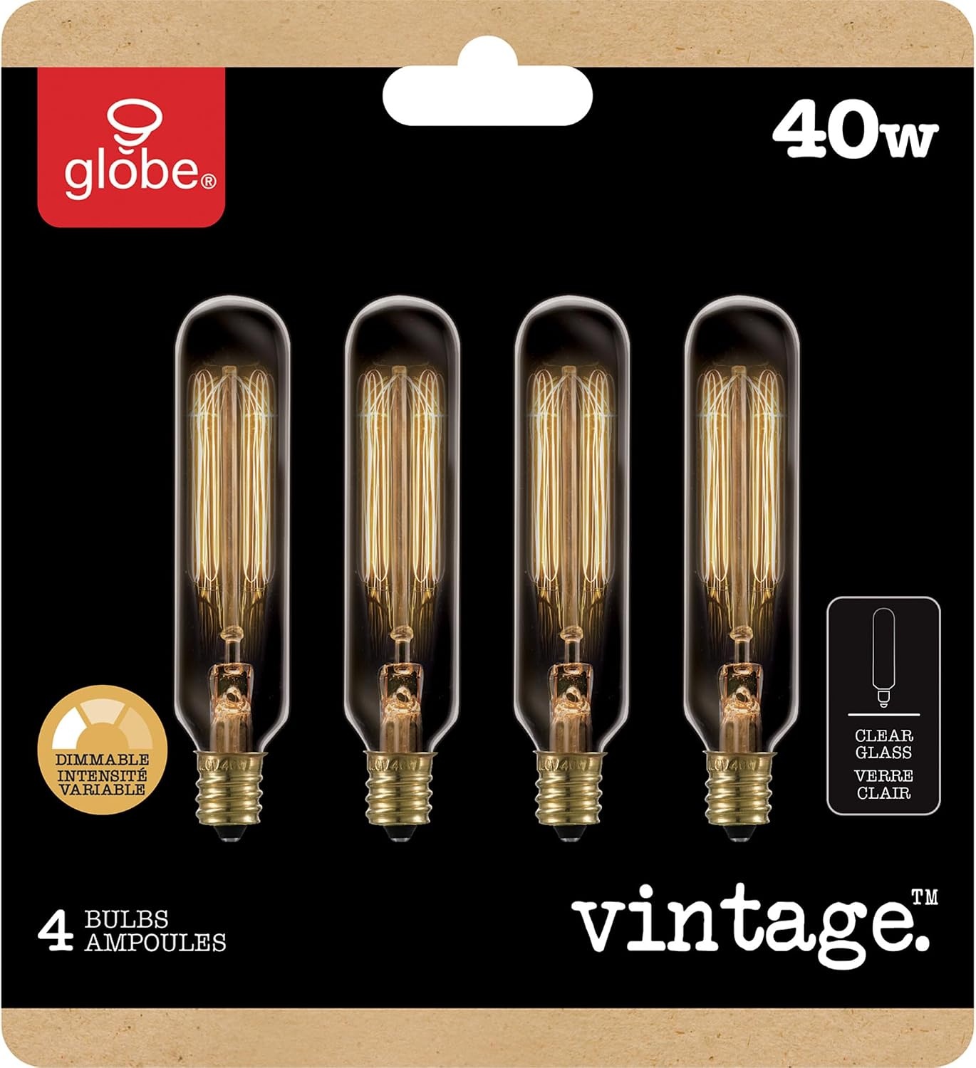 image:imageGlobe Electric 40W Equivalent Soft White 2000K Edison Candelabra Amber Glass Dimmable LED Light Bulb 31355 1Pack B10 Vintage40W Antique T6