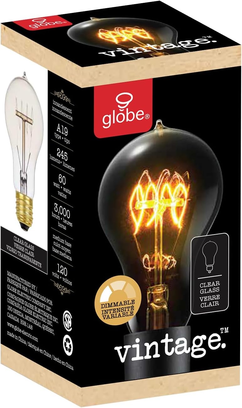 image:imageGlobe Electric 40W Equivalent Soft White 2000K Edison Candelabra Amber Glass Dimmable LED Light Bulb 31355 1Pack B10 VintageA19