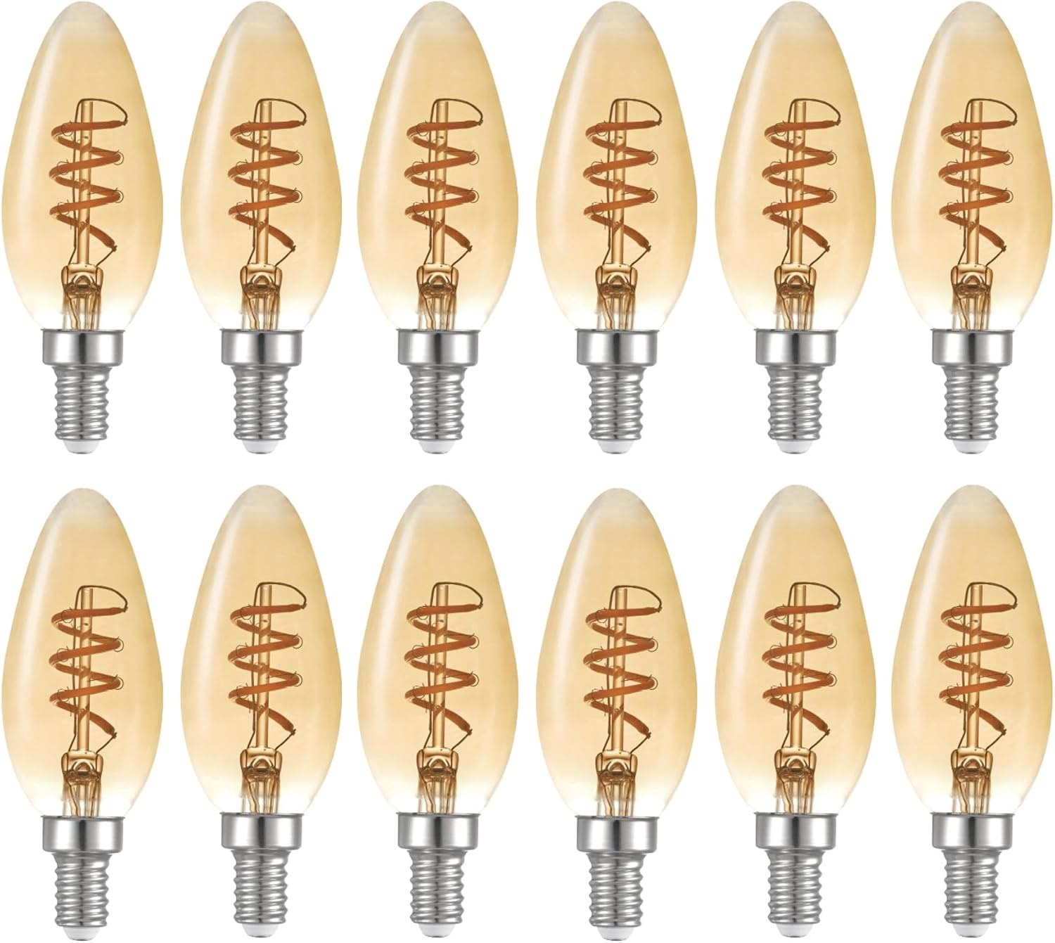 image:imageGlobe Electric 40W Equivalent Soft White 2000K Edison Candelabra Amber Glass Dimmable LED Light Bulb 31355 1Pack B10 VintageB10