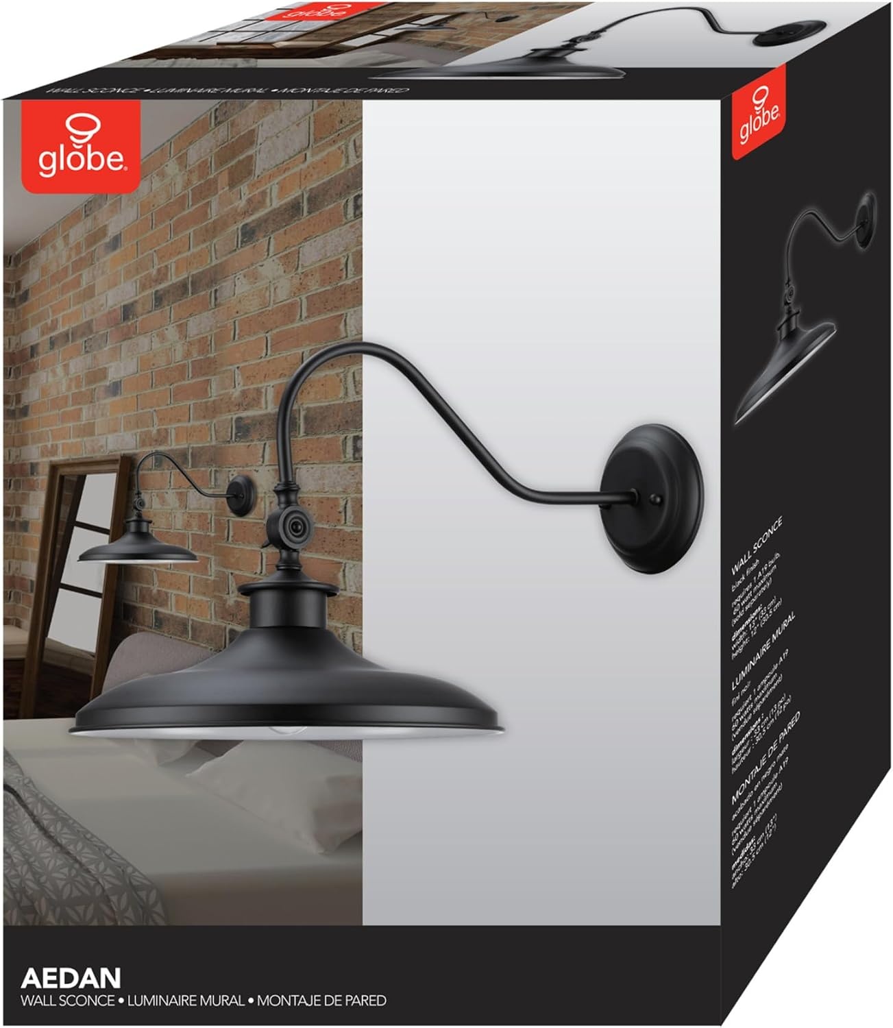 image:imageGlobe Electric 44095 Aedan 1Light Swivel Wall Sconce Black FinishAedan Black