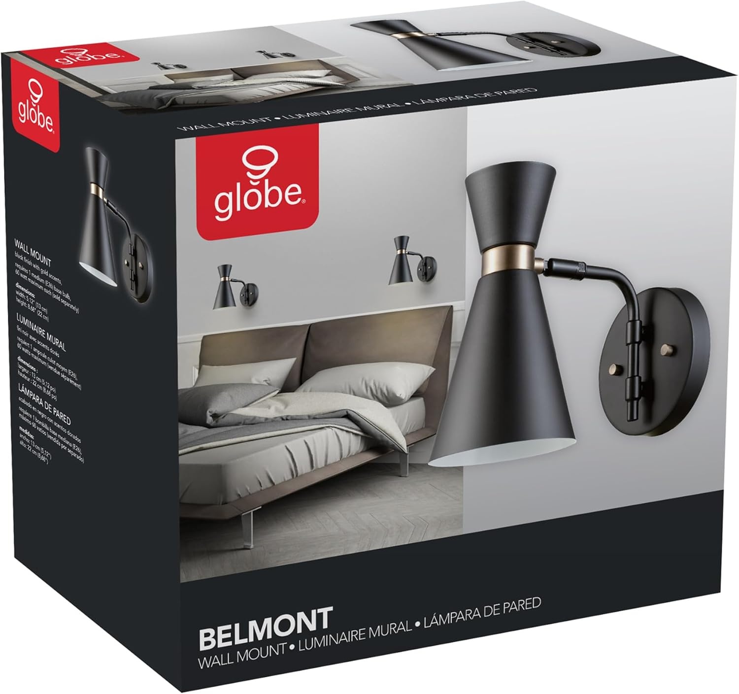 image:imageGlobe Electric 44095 Aedan 1Light Swivel Wall Sconce Black FinishBelmont Matte Black
