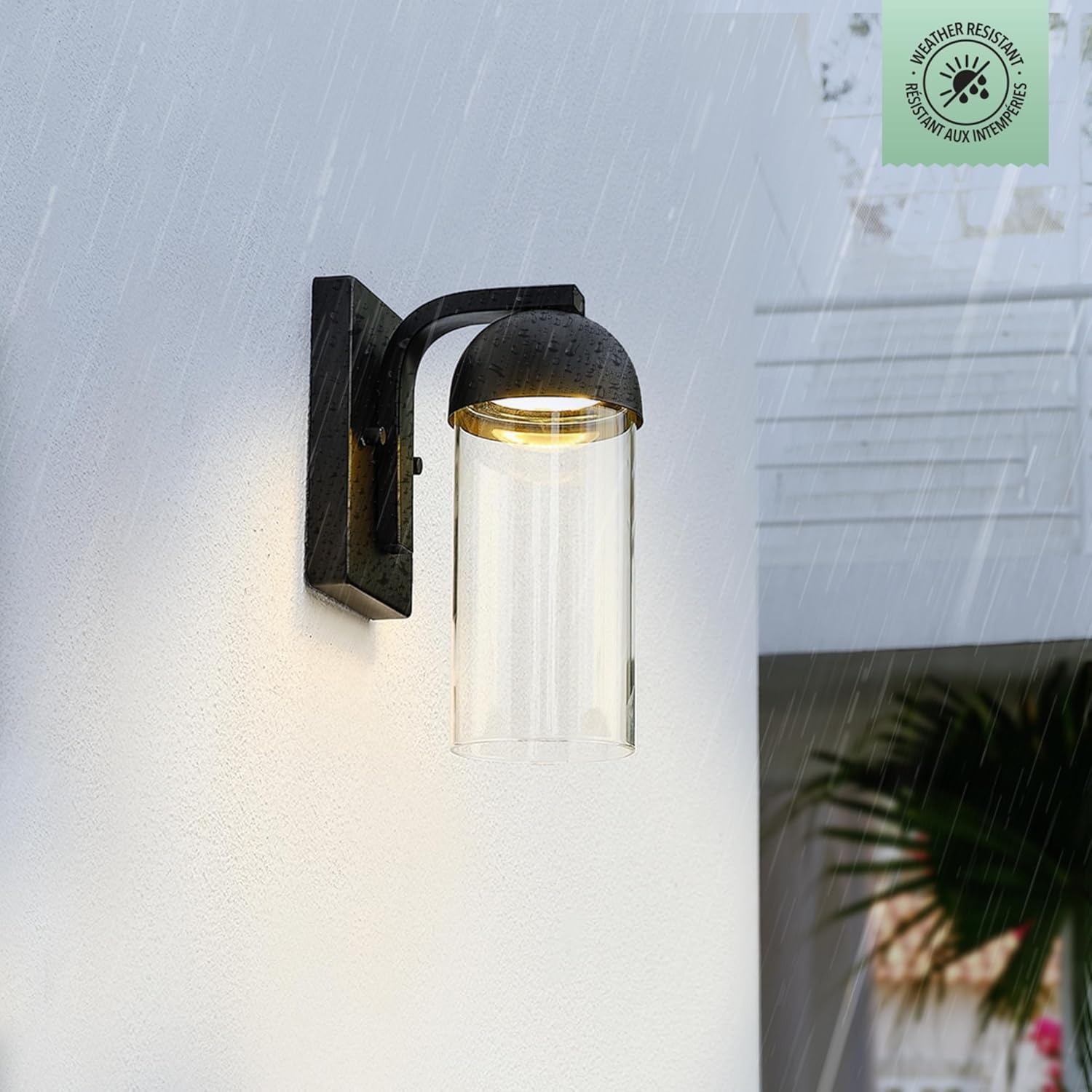 image:imageGlobe Electric 44359 Capulet LED Integrated Outdoor Indoor Wall Sconce Black Clear Bubble Glass Center Column Dimmable 12W 850 LumensBlack Cheryl