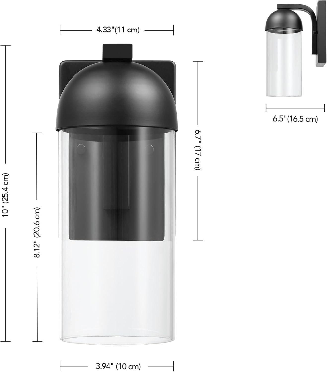 image:imageGlobe Electric 44359 Capulet LED Integrated Outdoor Indoor Wall Sconce Black Clear Bubble Glass Center Column Dimmable 12W 850 LumensBlack Cheryl
