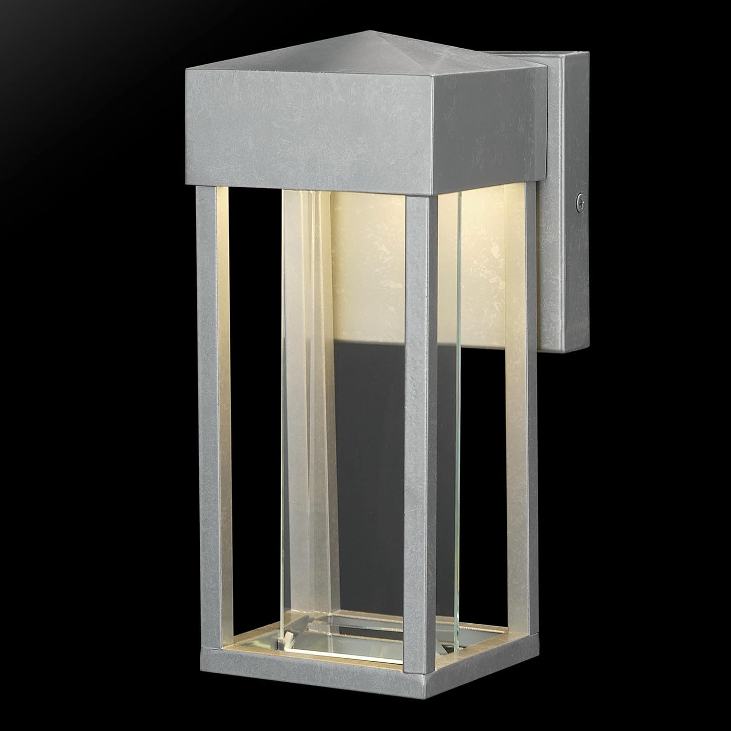 image:imageGlobe Electric 44359 Capulet LED Integrated Outdoor Indoor Wall Sconce Black Clear Bubble Glass Center Column Dimmable 12W 850 LumensGalvanized Steel Bowie