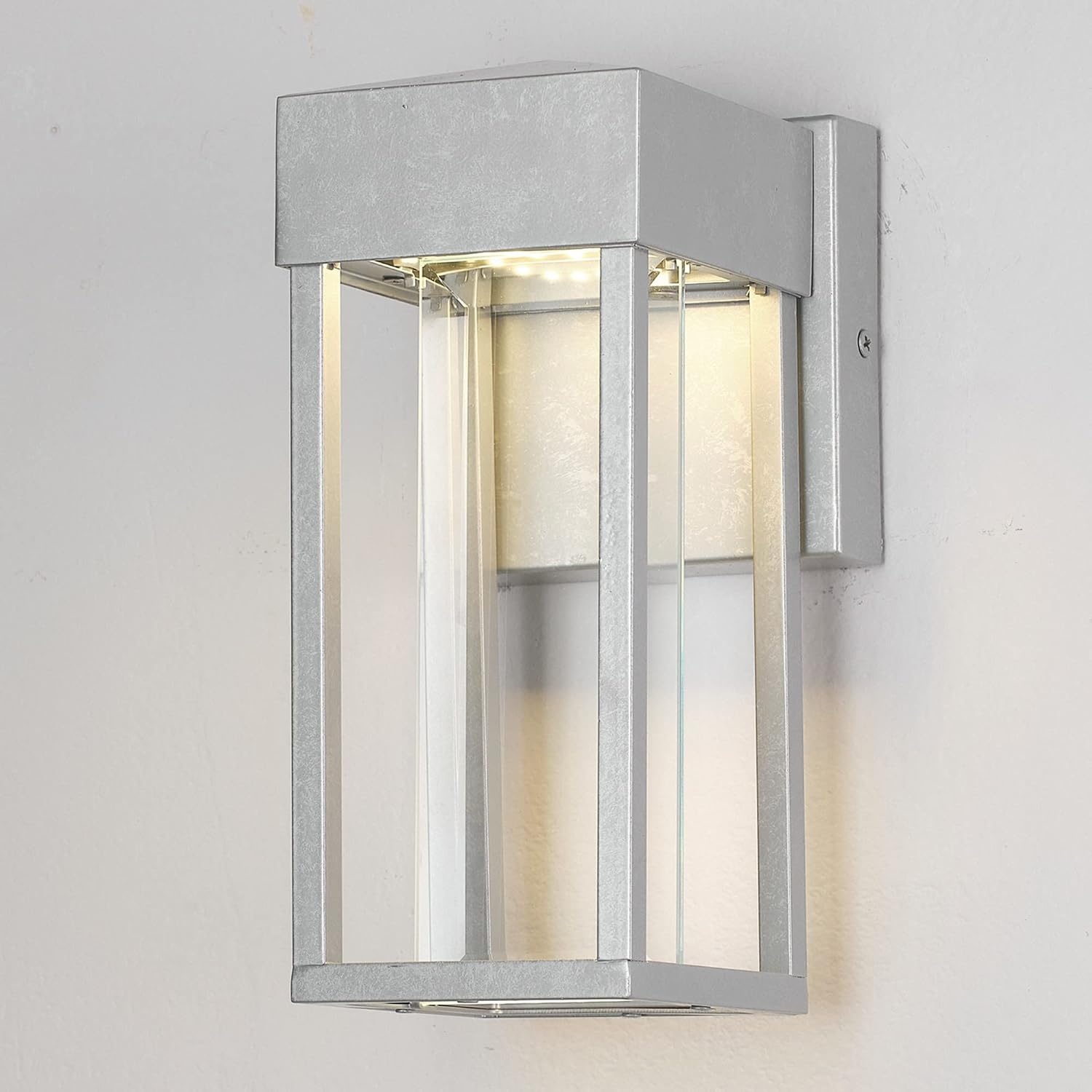 image:imageGlobe Electric 44359 Capulet LED Integrated Outdoor Indoor Wall Sconce Black Clear Bubble Glass Center Column Dimmable 12W 850 LumensGalvanized Steel Bowie