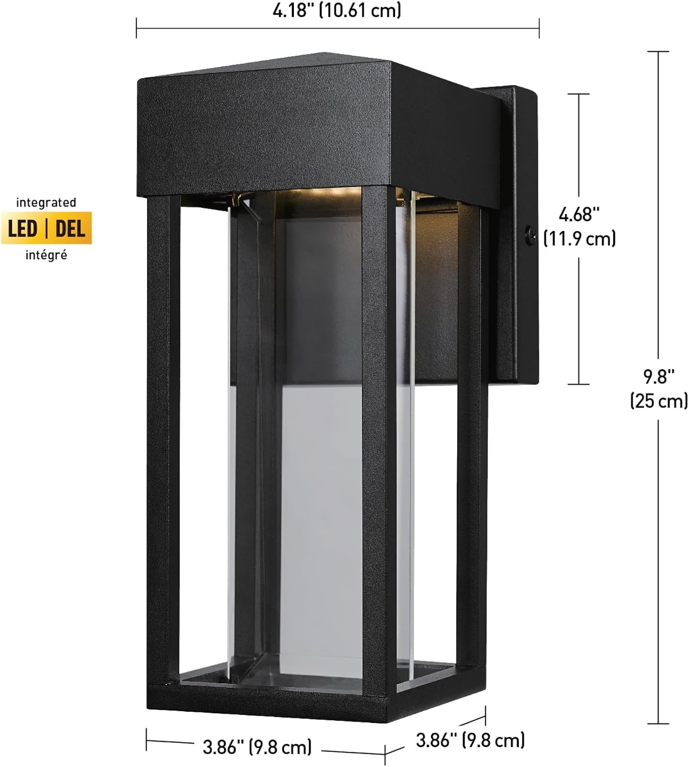 image:imageGlobe Electric 44359 Capulet LED Integrated Outdoor Indoor Wall Sconce Black Clear Bubble Glass Center Column Dimmable 12W 850 LumensMatte Black Bowie