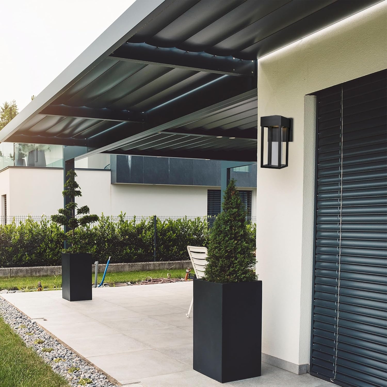 image:imageGlobe Electric 44359 Capulet LED Integrated Outdoor Indoor Wall Sconce Black Clear Bubble Glass Center Column Dimmable 12W 850 LumensMatte Black Bowie