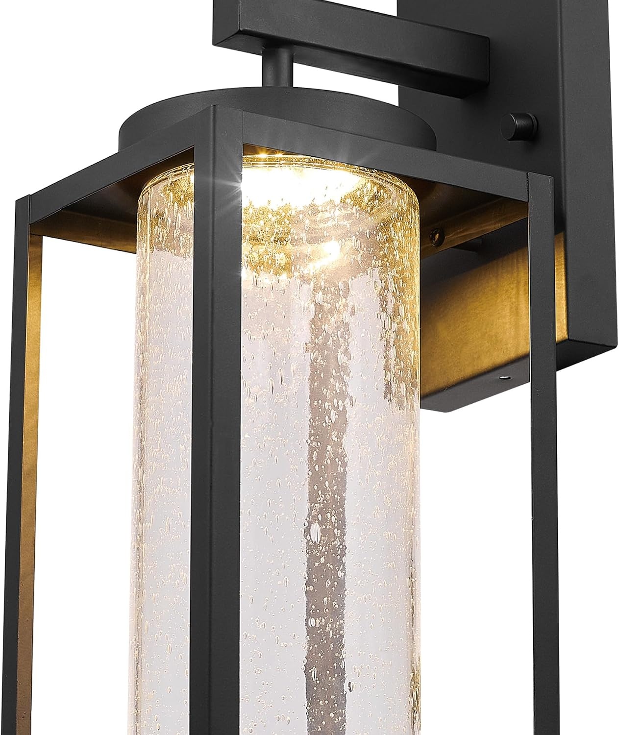 image:imageGlobe Electric 44359 Capulet LED Integrated Outdoor Indoor Wall Sconce Black Clear Bubble Glass Center Column Dimmable 12W 850 LumensMatte Black Clear Glass
