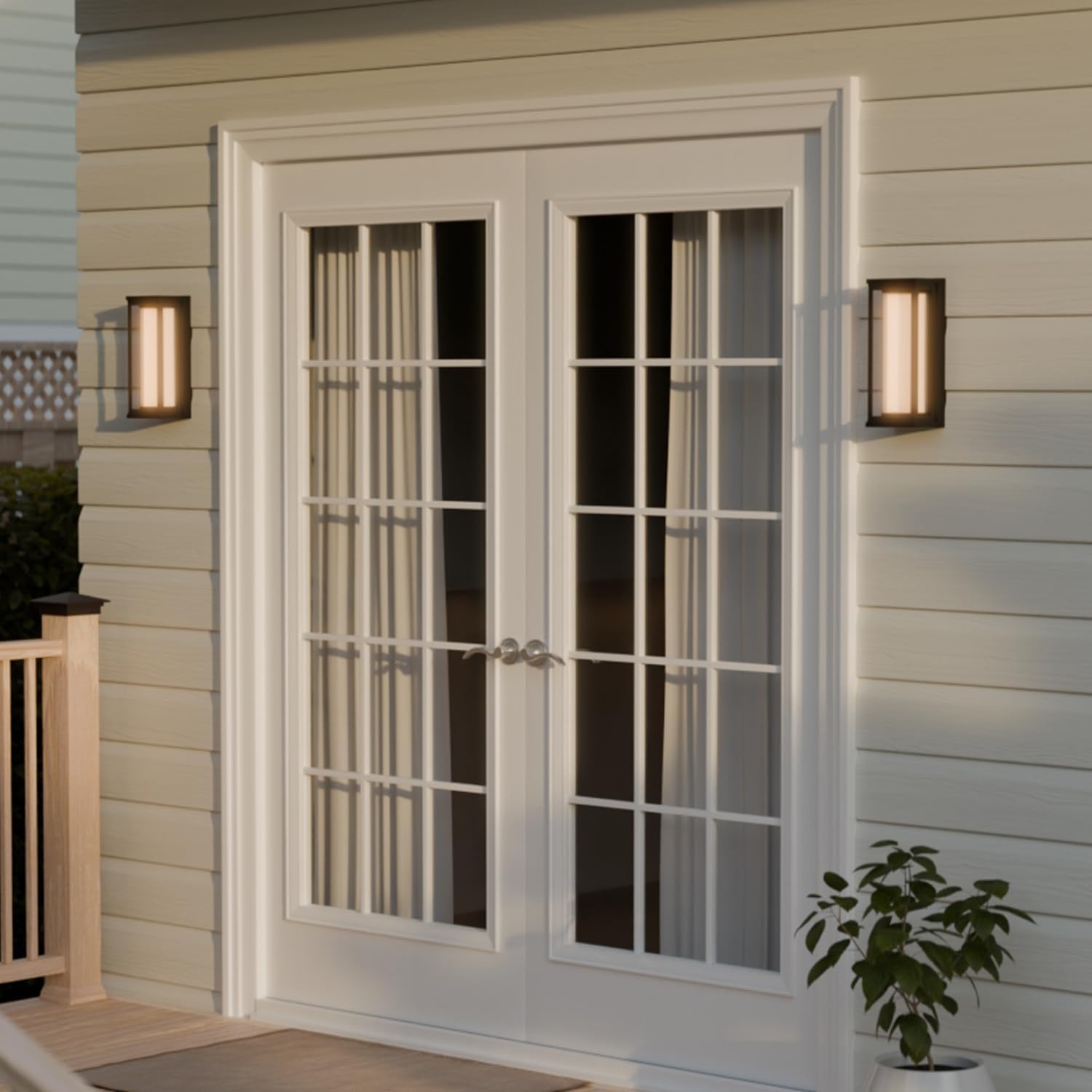 image:imageGlobe Electric 44359 Capulet LED Integrated Outdoor Indoor Wall Sconce Black Clear Bubble Glass Center Column Dimmable 12W 850 LumensMatte Black Frosted Glass