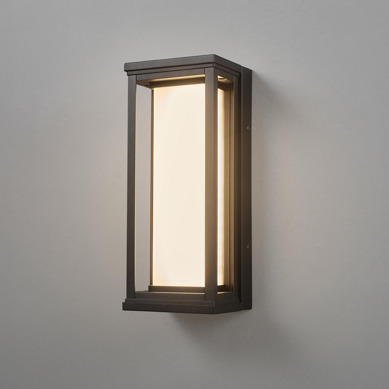 image:imageGlobe Electric 44359 Capulet LED Integrated Outdoor Indoor Wall Sconce Black Clear Bubble Glass Center Column Dimmable 12W 850 LumensMatte Black Frosted Glass