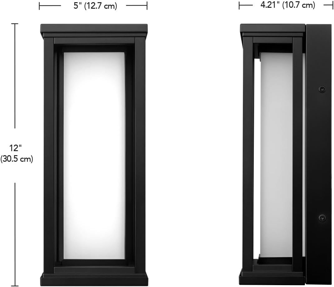 image:imageGlobe Electric 44359 Capulet LED Integrated Outdoor Indoor Wall Sconce Black Clear Bubble Glass Center Column Dimmable 12W 850 LumensMatte Black Frosted Glass